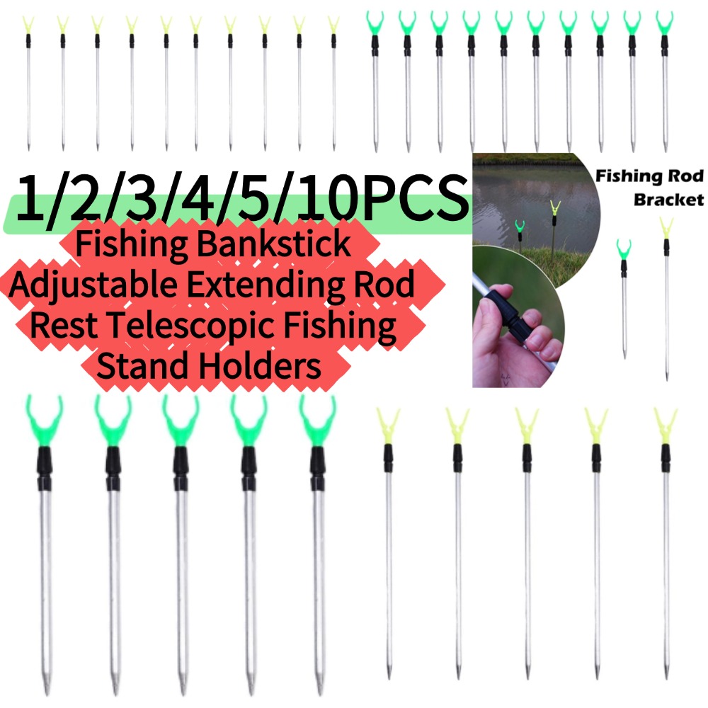 Fishing Rod Casting - 1/5/10 個 * 50/80 センチメートル釣りバンクスティック調節可能な延長ロッドレスト伸縮式釣りスタンドホルダー釣り竿ブラケット釣り