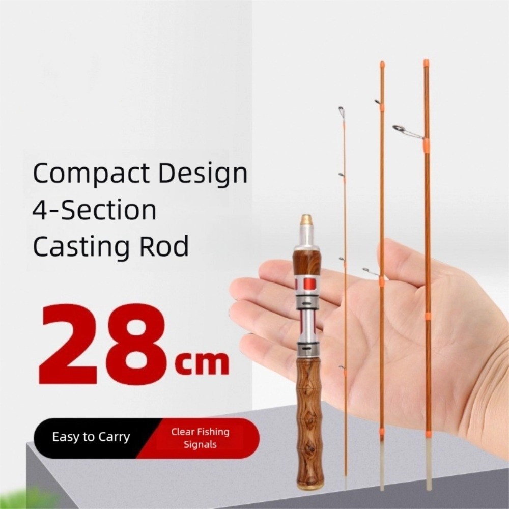 Fishing Rod Ice - 4セクションスピニング釣り竿 ULパワー スピニングキャスティング釣り竿 1.4m ポータブルカーボンファイバー釣り竿 アイスウィンターフィッシング