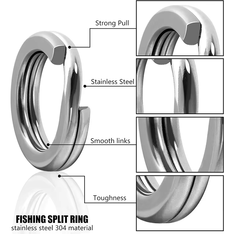 Fishing Rod Case - 5 サイズステンレス鋼釣り用スプリットリング高強度大引張力ルアーコネクタループセット 200/250 個タックルボックス用