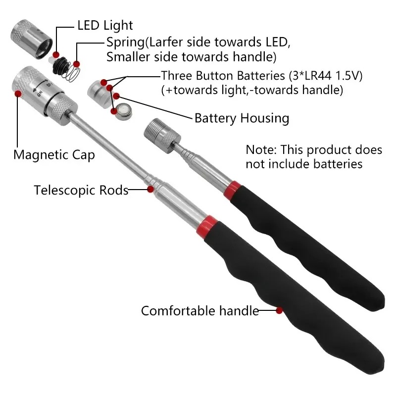 伸縮式磁気ペン LEDライト付き 拡張可能なピックアップロッ - Fishing Rod Travel のレビューと価格